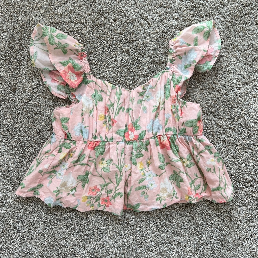 Janie and Jack Light Pink Floral Top- Size 2T